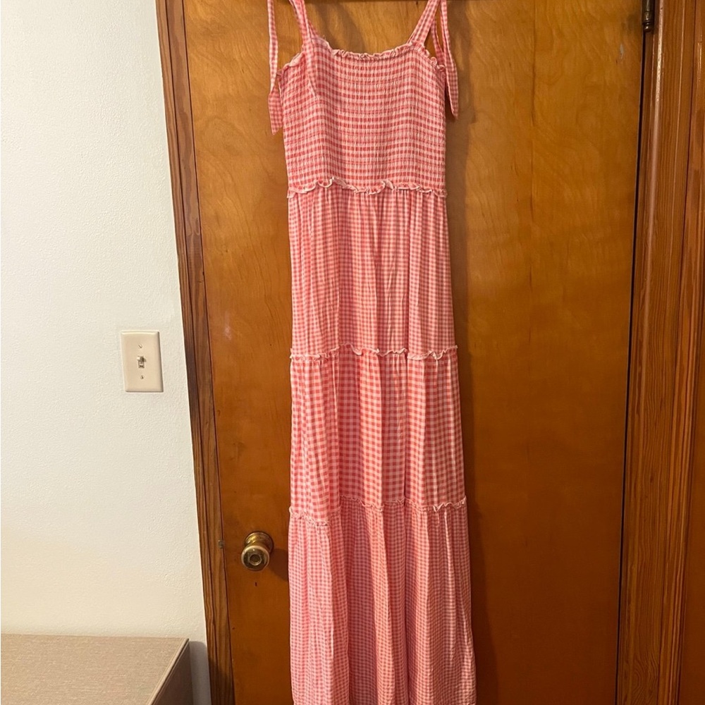 BeBop Coral Checkered Dress